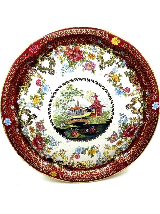 Daher Other - Vintage Chinoiserie Tole Metal Tray Asian Scene